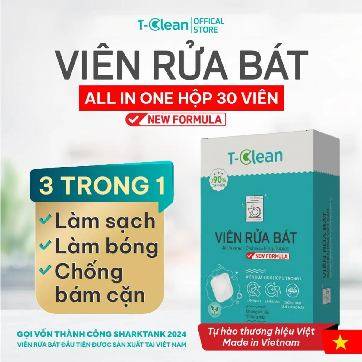 Viên rửa bát T-Clean All in One 30 viên