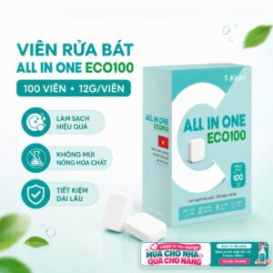 Viên rửa bát T-Clean All in One Eco100 hộp 100 viên 12g