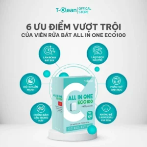 Viên rửa bát T-Clean Eco100 100 viên 12g cho máy rửa bát