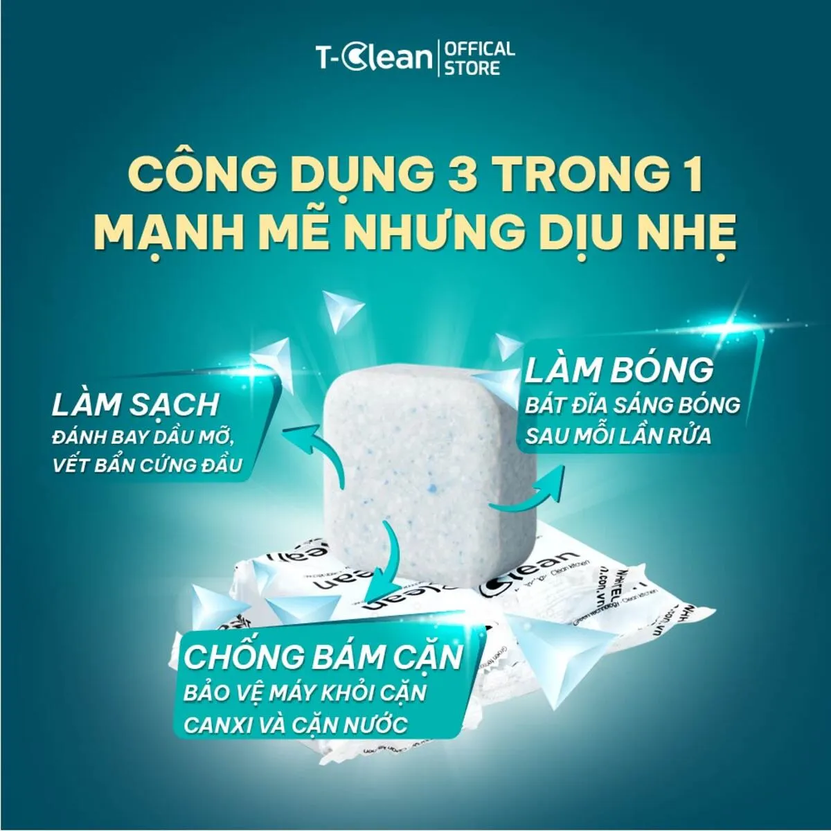 Hộp 100 viên All in One-04_12 Viên rửa bát T-Clean Eco100 100 viên 12g cho máy rửa bát