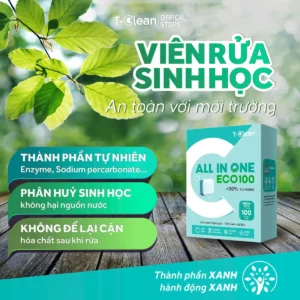 Viên rửa bát T-Clean Eco100 100 viên 12g cho máy rửa bát