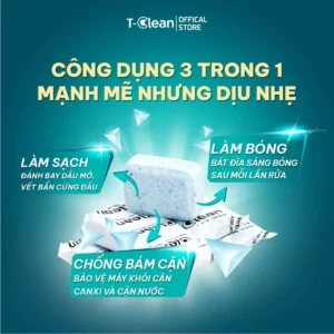 Viên rửa bát T-Clean All in One 30 viên 16g cho máy rửa bát