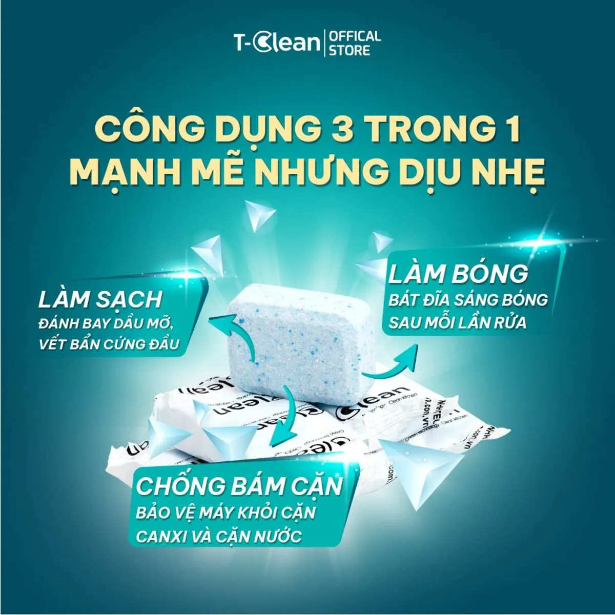 Hộp 30 viên rửa bát-04_10 Viên rửa bát T-Clean All in One 30 viên 16g cho máy rửa bát