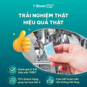 Viên rửa bát T-Clean All in One 30 viên 16g cho máy rửa bát