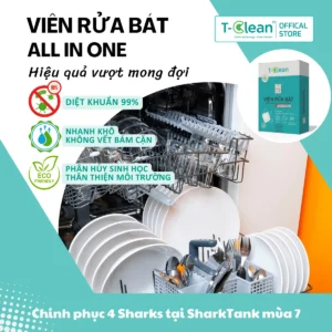Viên rửa bát T-Clean All in One 30 viên 16g cho máy rửa bát
