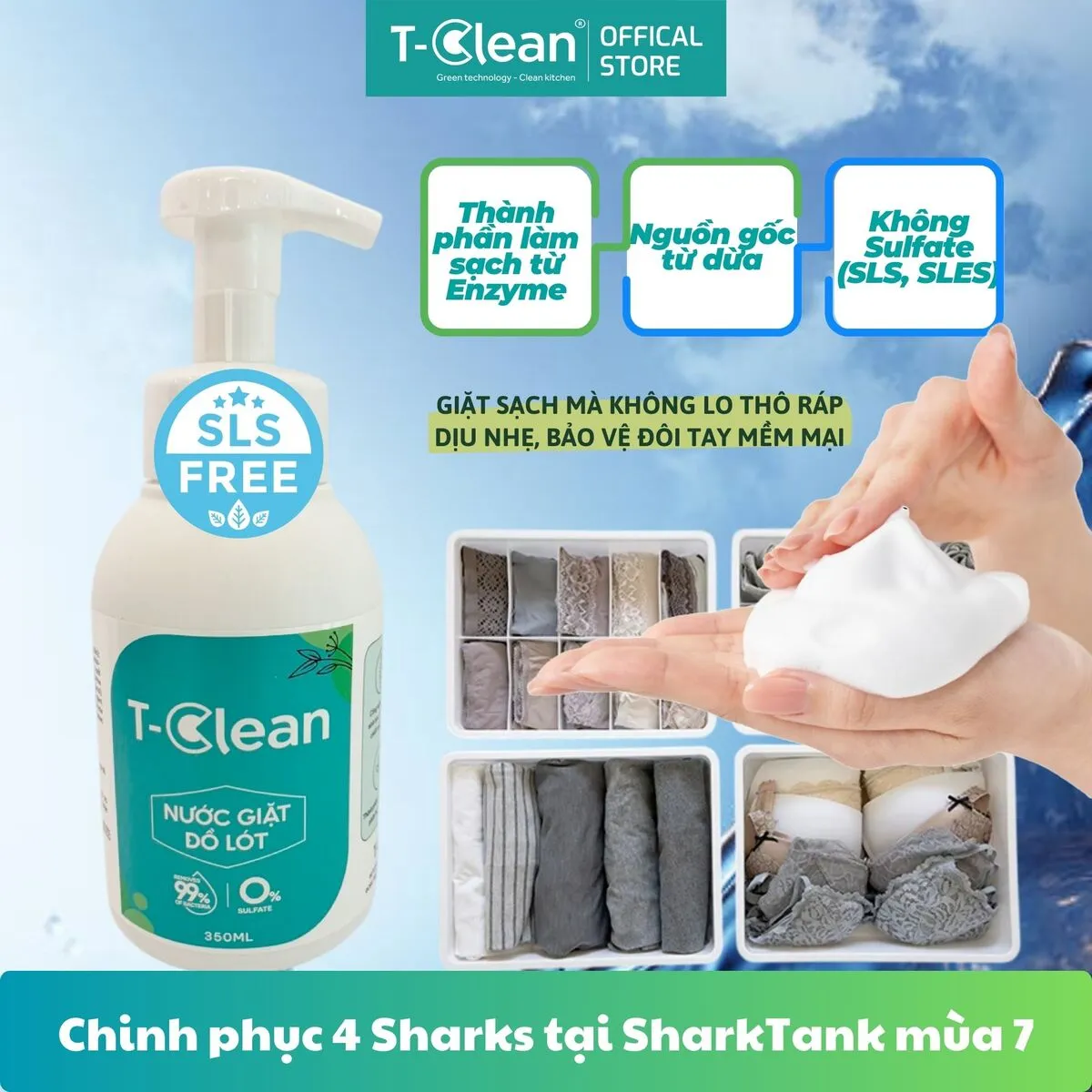 Nước giặt đồ lót T-Clean - 3_2 sản phẩm làm sạch gia dụng