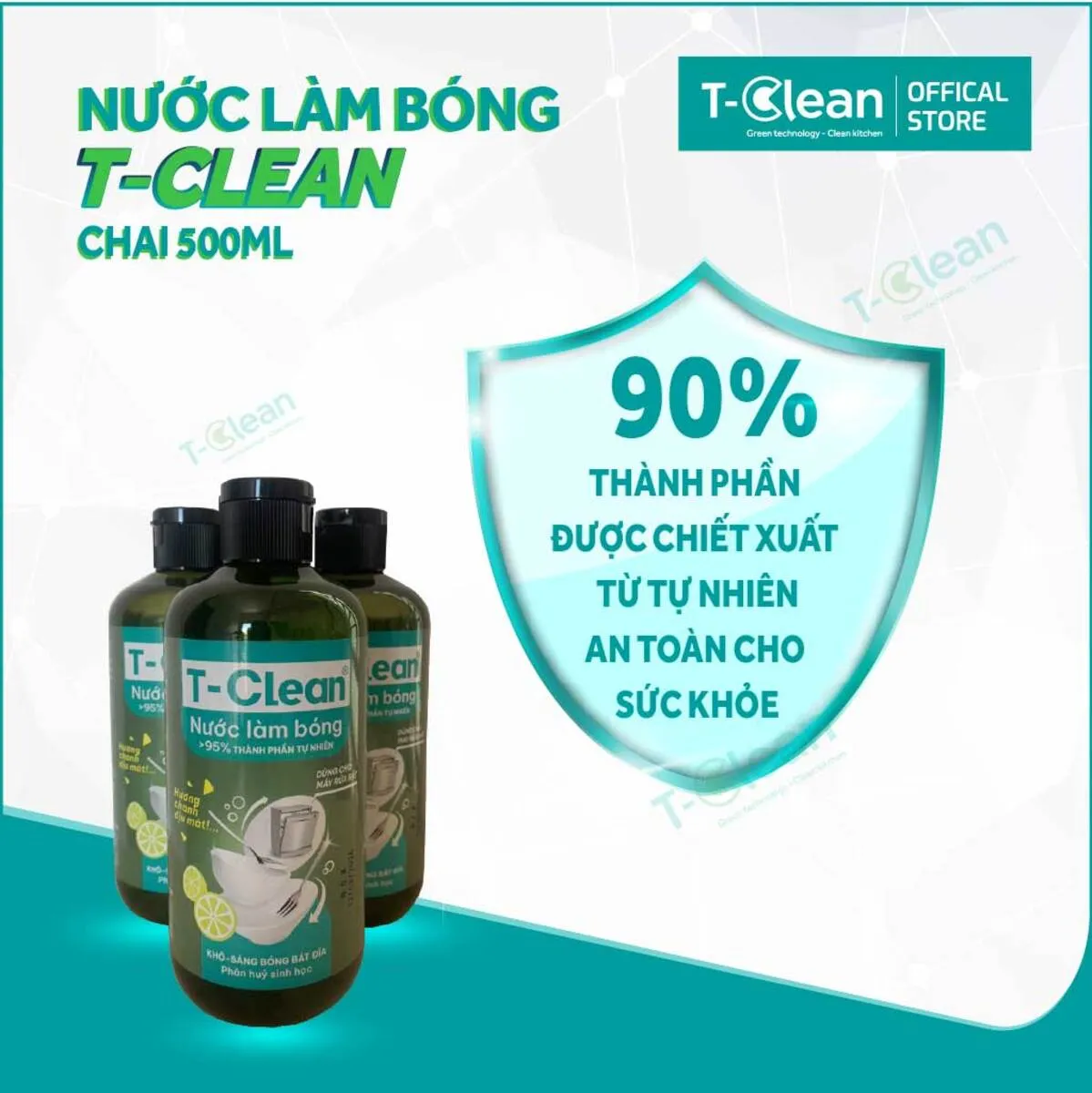 Nước làm bóng T-Clean 2_1 Nước làm bóng T-Clean Eco 500ml cho máy rửa bát