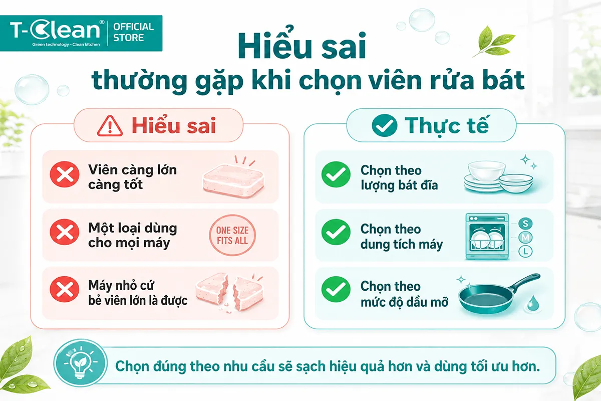 Hiểu sai thường gặp khi chọn viên rửa bát 8g 12g 16g