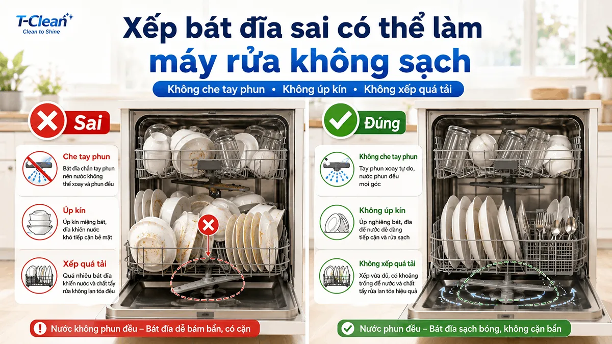 Xếp bát đĩa sai cách có thể khiến máy rửa bát rửa không sạch